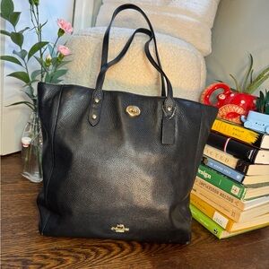 Coach Black Leather Tote Bag